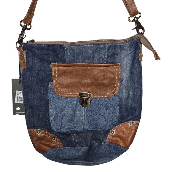 Myra Bag Handbags - NWT Myra Bag Patchwork Denim Shoulder Bag Retro 70s Hippie Boho Beryl Upcycled